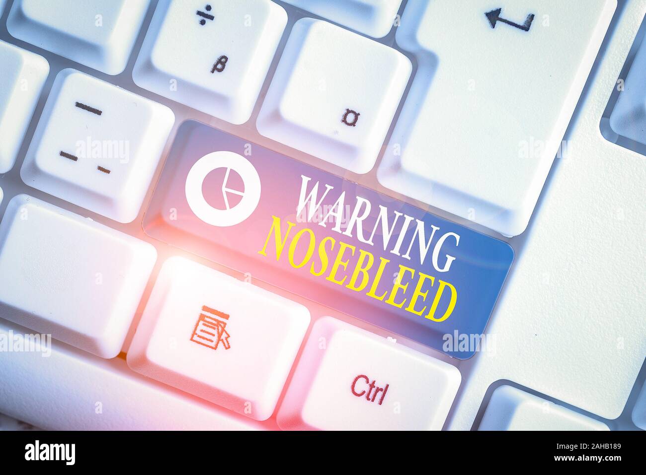 Word writing text Warning Nosebleed. Business photo showcasing caution on bleeding from the