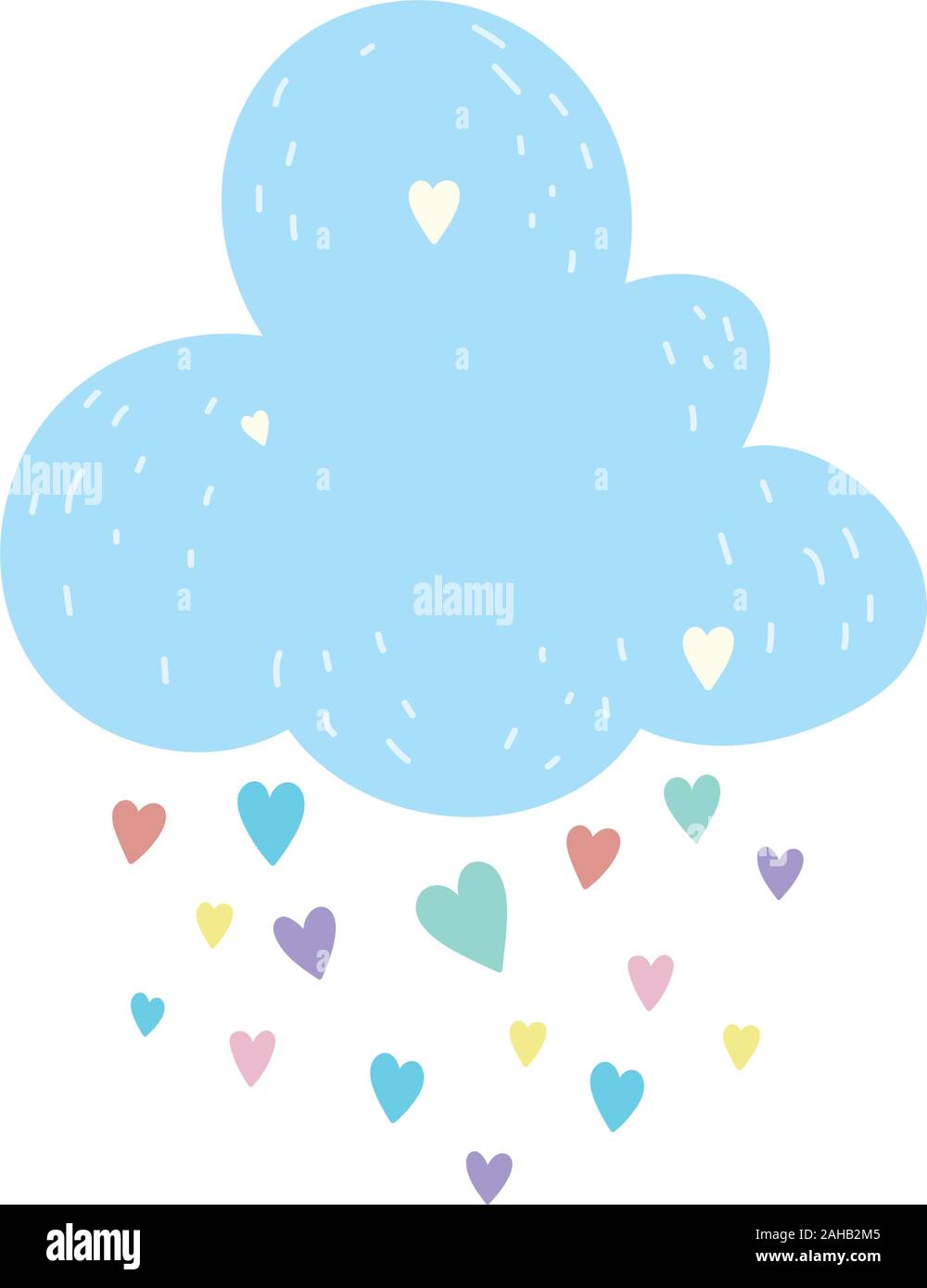 baby shower cute cloud with rain of hearts vector illustration Stock ...