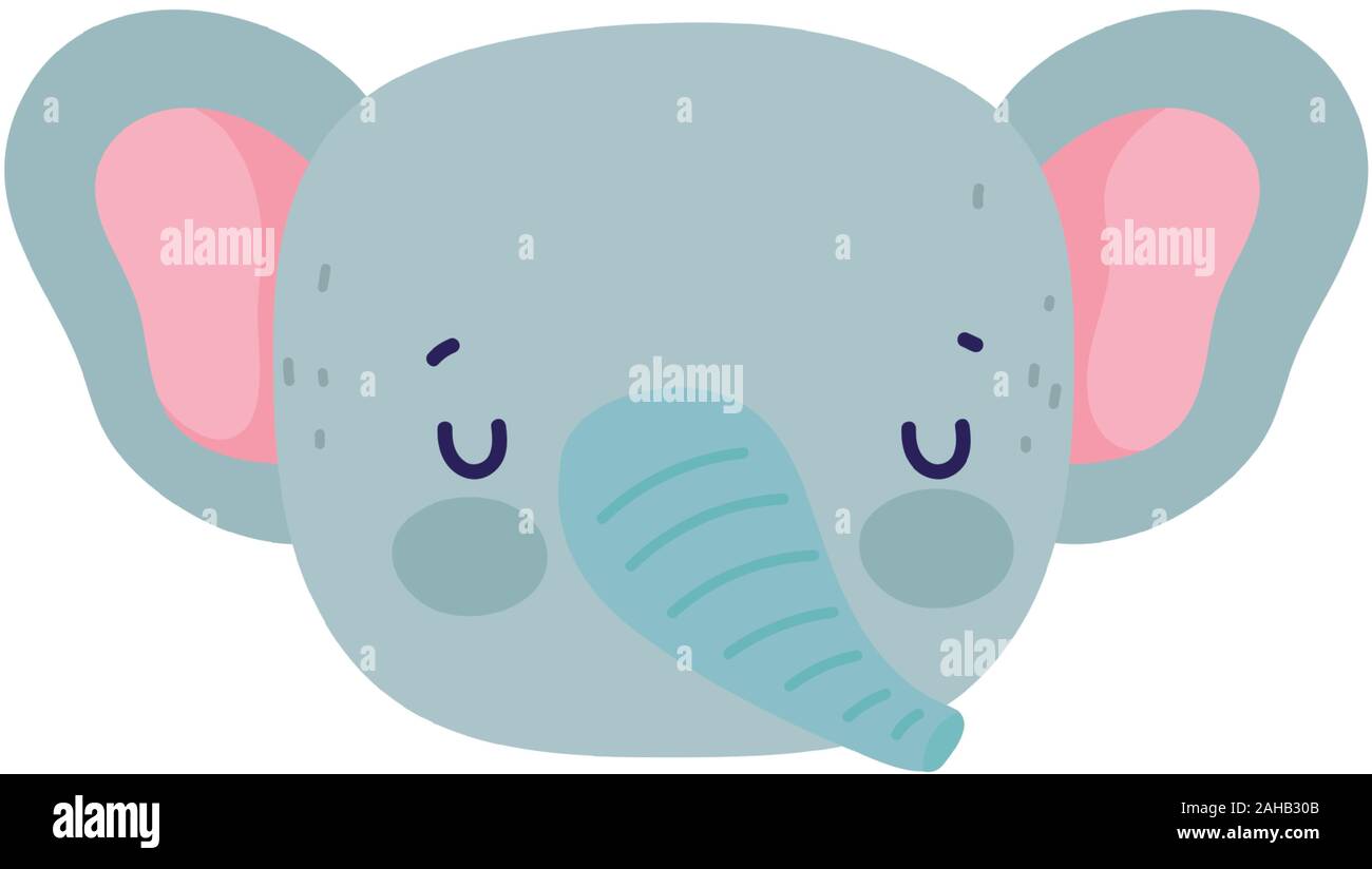cute elephant head animal wildlife cartoon vector illustration Stock ...