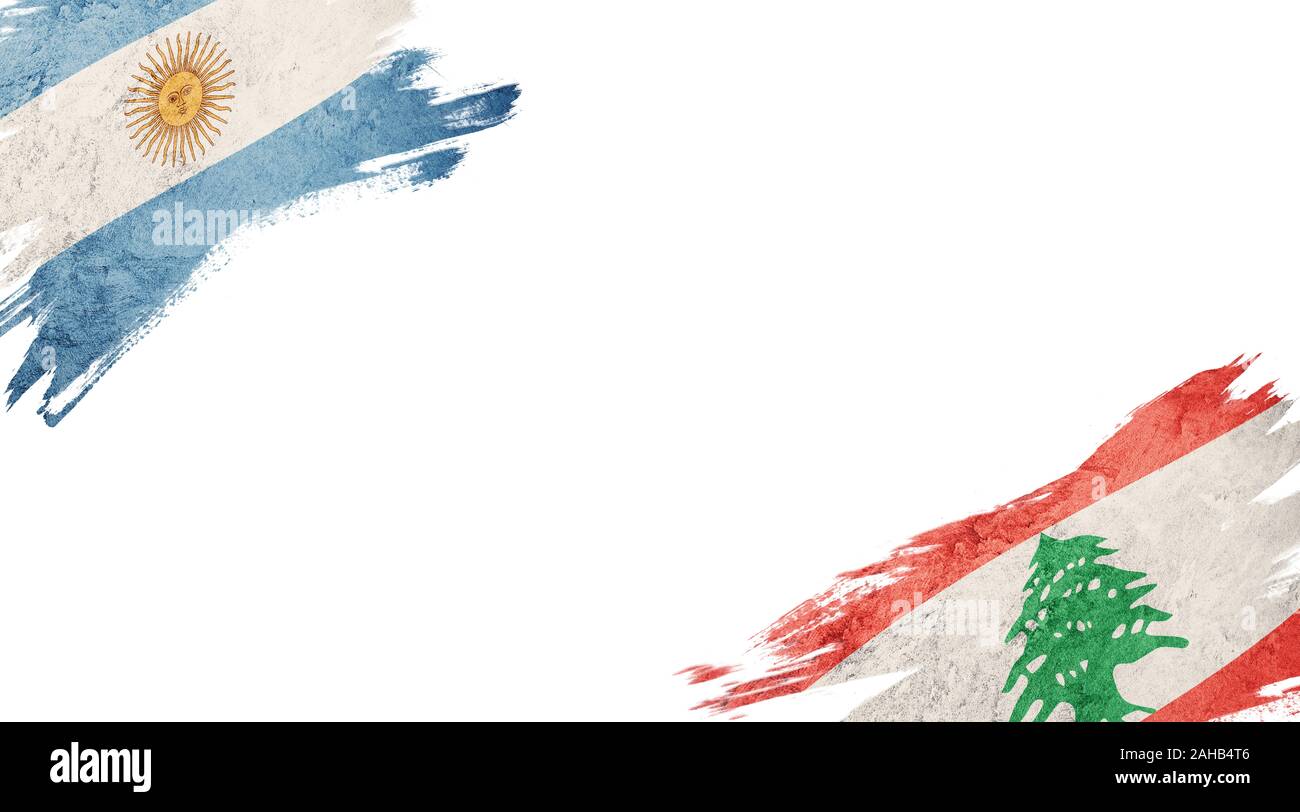 Flags of Argentina and Lebanon on White Background Stock Photo Alamy