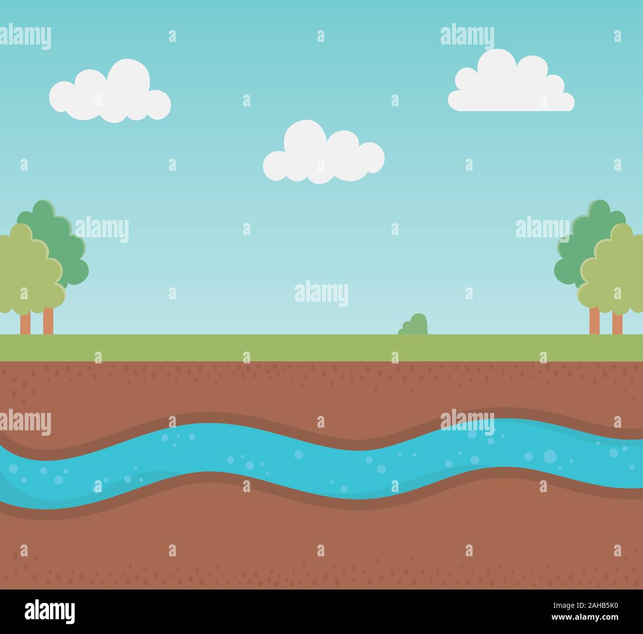 underground water ground section landscape vector illustration Stock Vector