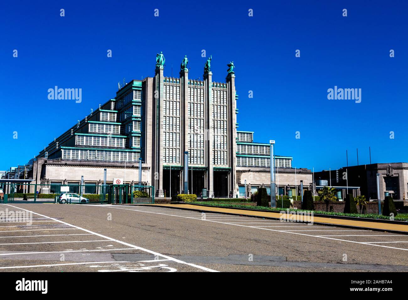 Facade the art deco Brussels Expo building no 5 (Centenary Palace) in the Heysel Park, Brussels, Belgium Stock Photo