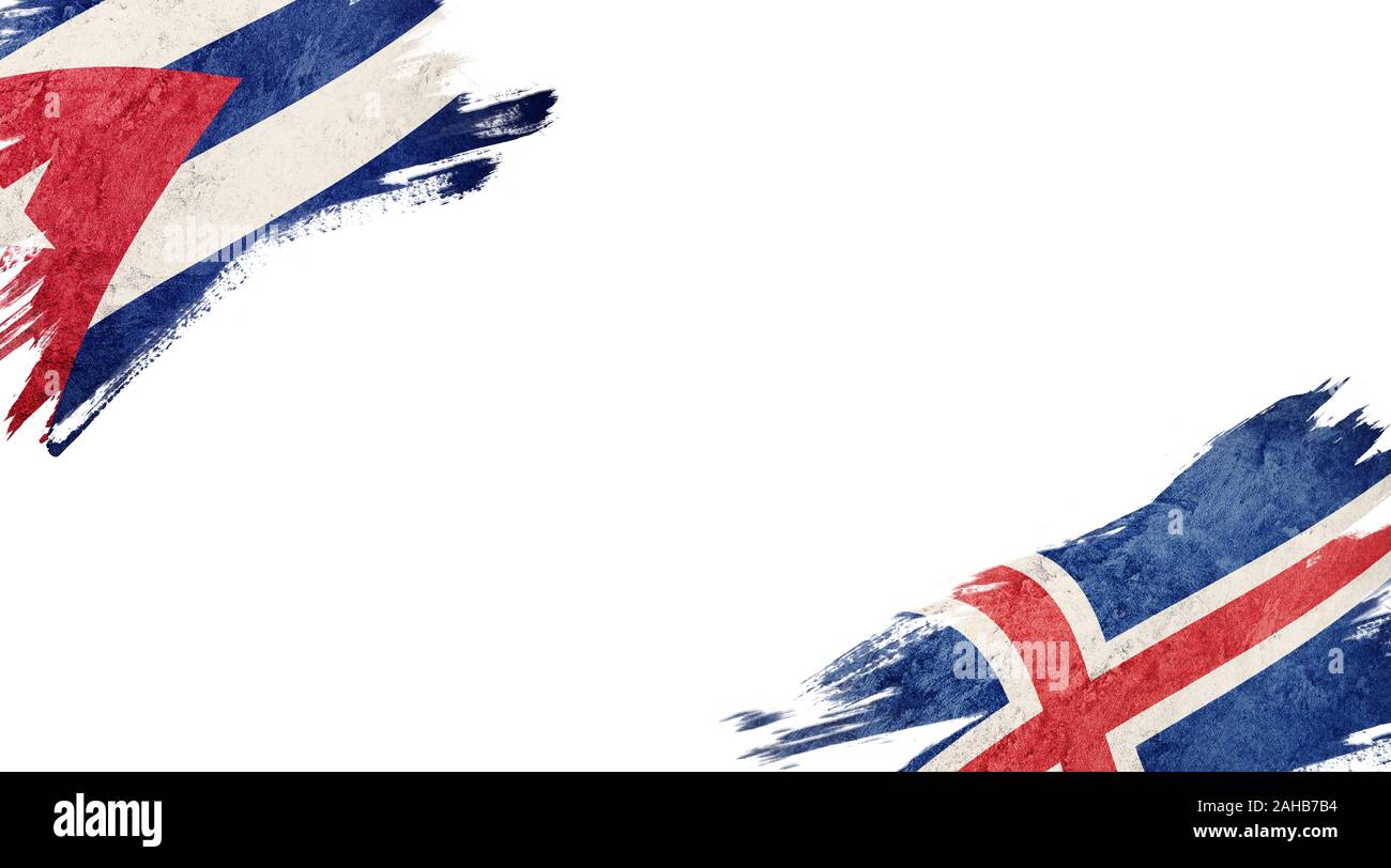 Flags of Cuba and Iceland on White Background Stock Photo - Alamy