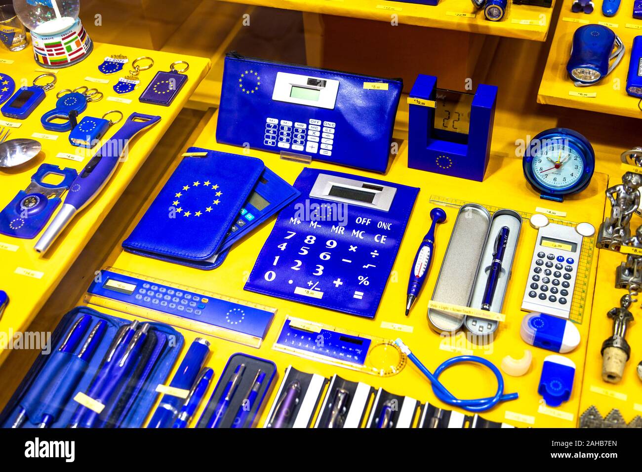 EU themed souvenirs in Brussels, Belgium Stock Photo
