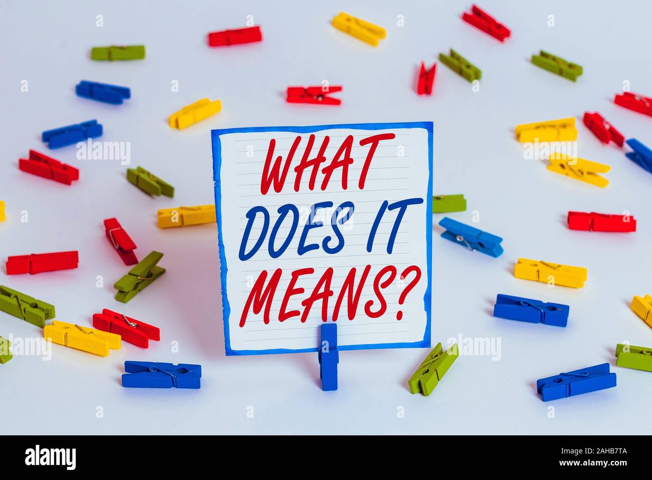 Handwriting text What Does It Means Question. Conceptual photo asking