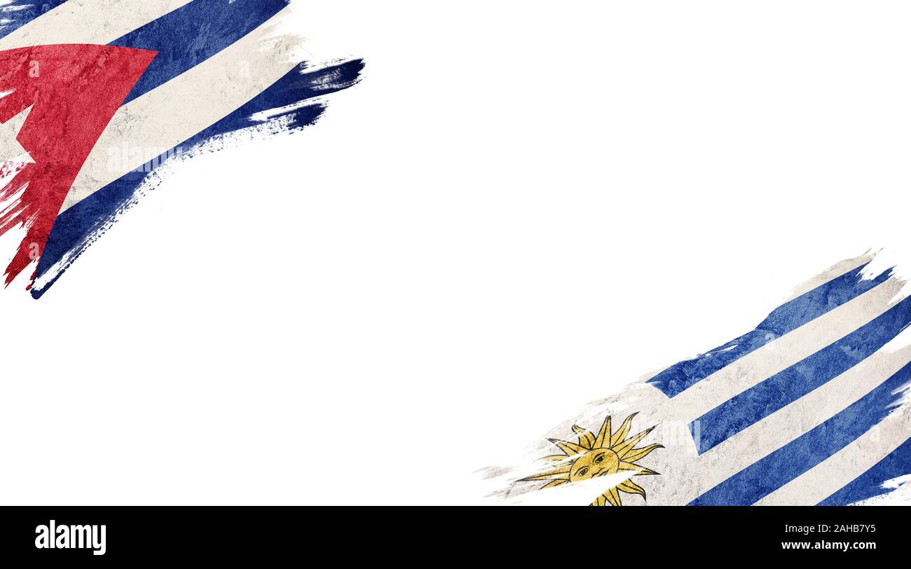 Flags of Cuba and Uruguay on White Background Stock Photo - Alamy