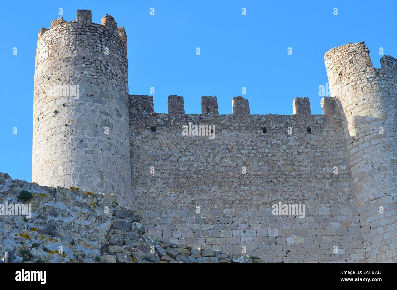 The Moorish and Templar Castle (tenth-thirteenth century) of Alcala de Xivert, Valencia region (eastern Spain) Stock Photo