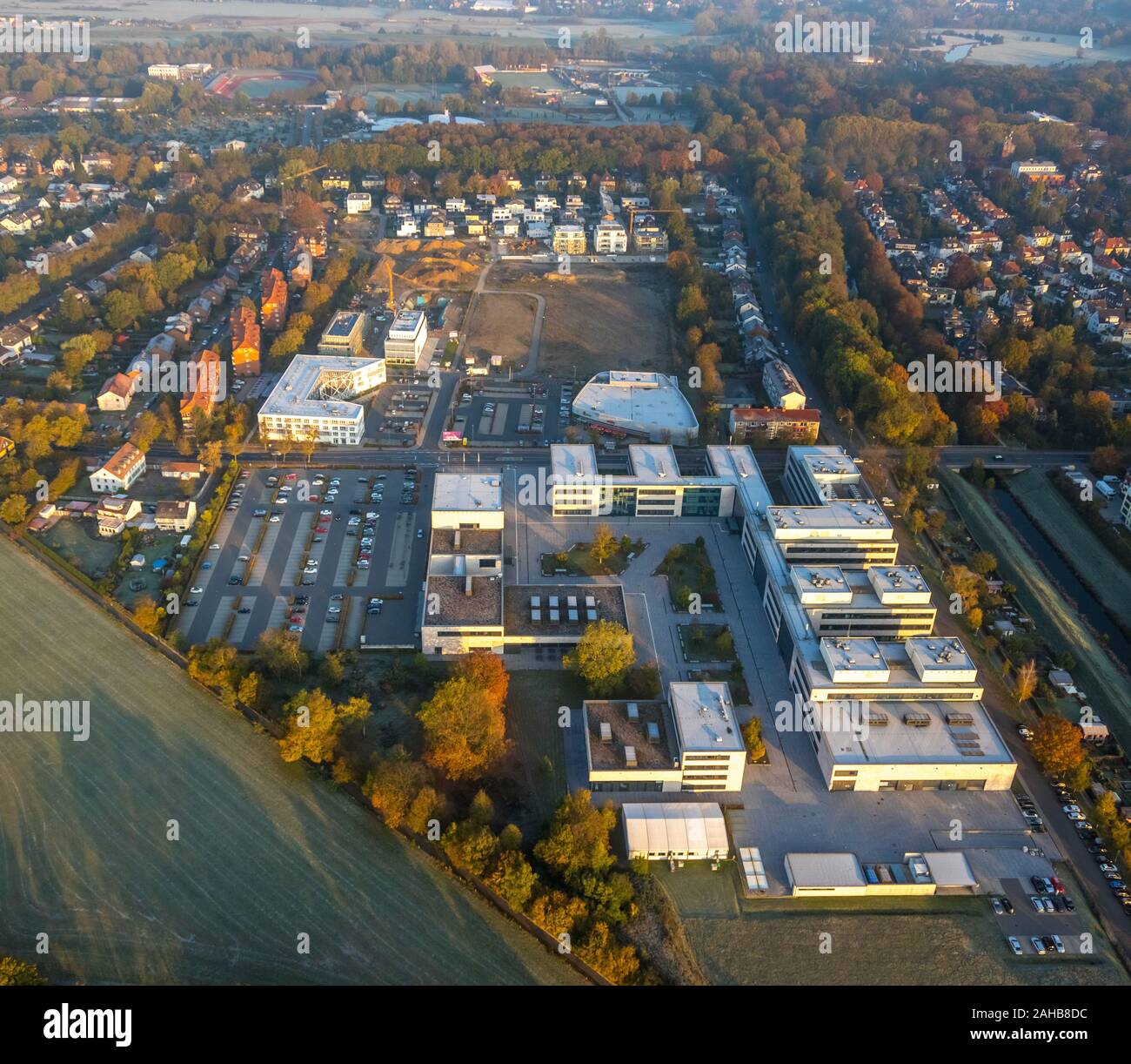 Aerial photo, Paracelsuskarree development area, near Hamm-Lippstadt University, Hamm, Ruhr area, North Rhine-Westphalia, Germany, DE, Europe, birds-e Stock Photo