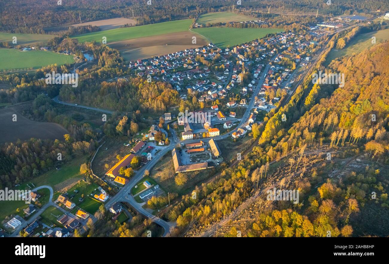 Aerial photograph, Bredelar Monastery, Friends of Bredelar Monastery, Meeting and Cultural Centre, Teaching and Scahugießerei, Bredelar, Marsberg, Sau Stock Photo