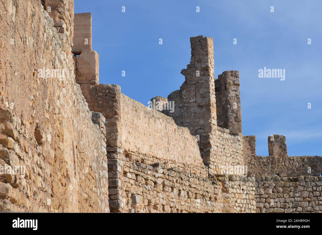 The Moorish and Templar Castle (tenth-thirteenth century) of Alcala de Xivert, Valencia region (eastern Spain) Stock Photo