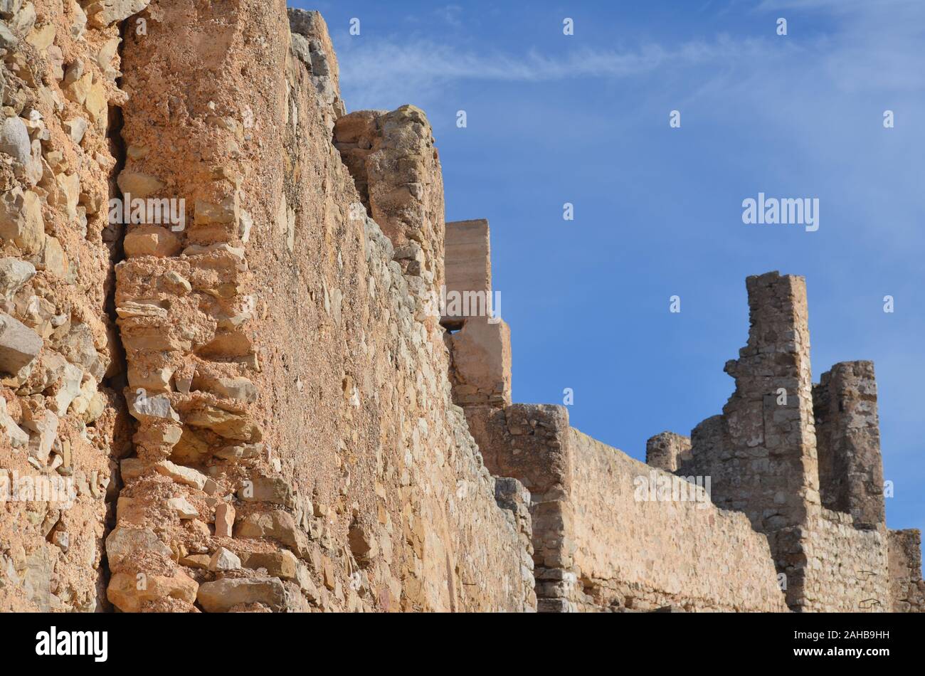 The Moorish and Templar Castle (tenth-thirteenth century) of Alcala de Xivert, Valencia region (eastern Spain) Stock Photo