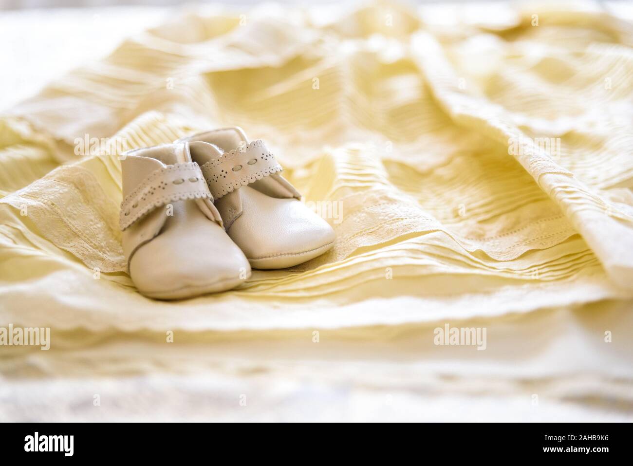 Luxury baby shoes to premiere on the day of your first baptism Stock
