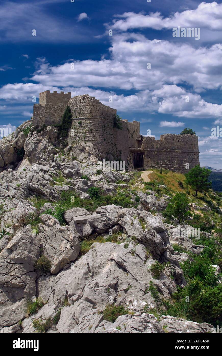Starigrad Fortress Fortica above Omis Town Croatia from Stock Photo