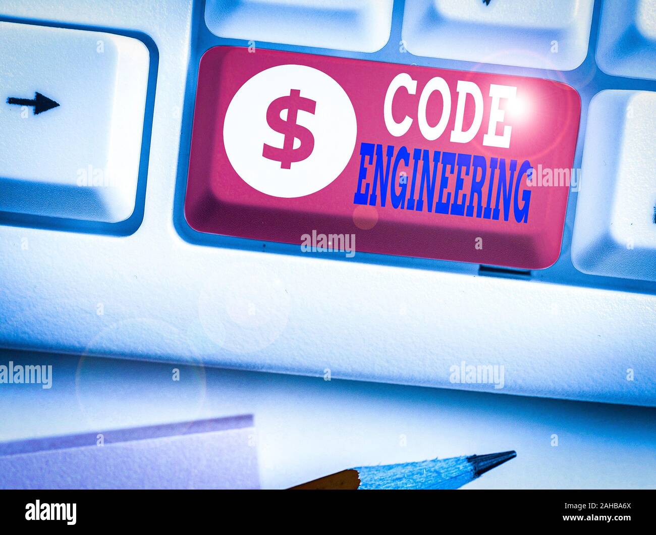 Handwriting text writing Code Engineering. Conceptual photo application ...