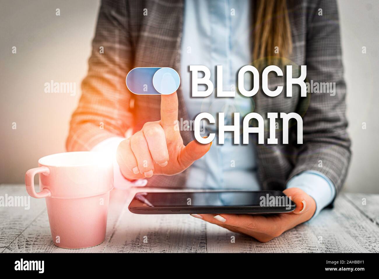 Blue chain made binary code hi-res stock photography and images - Alamy