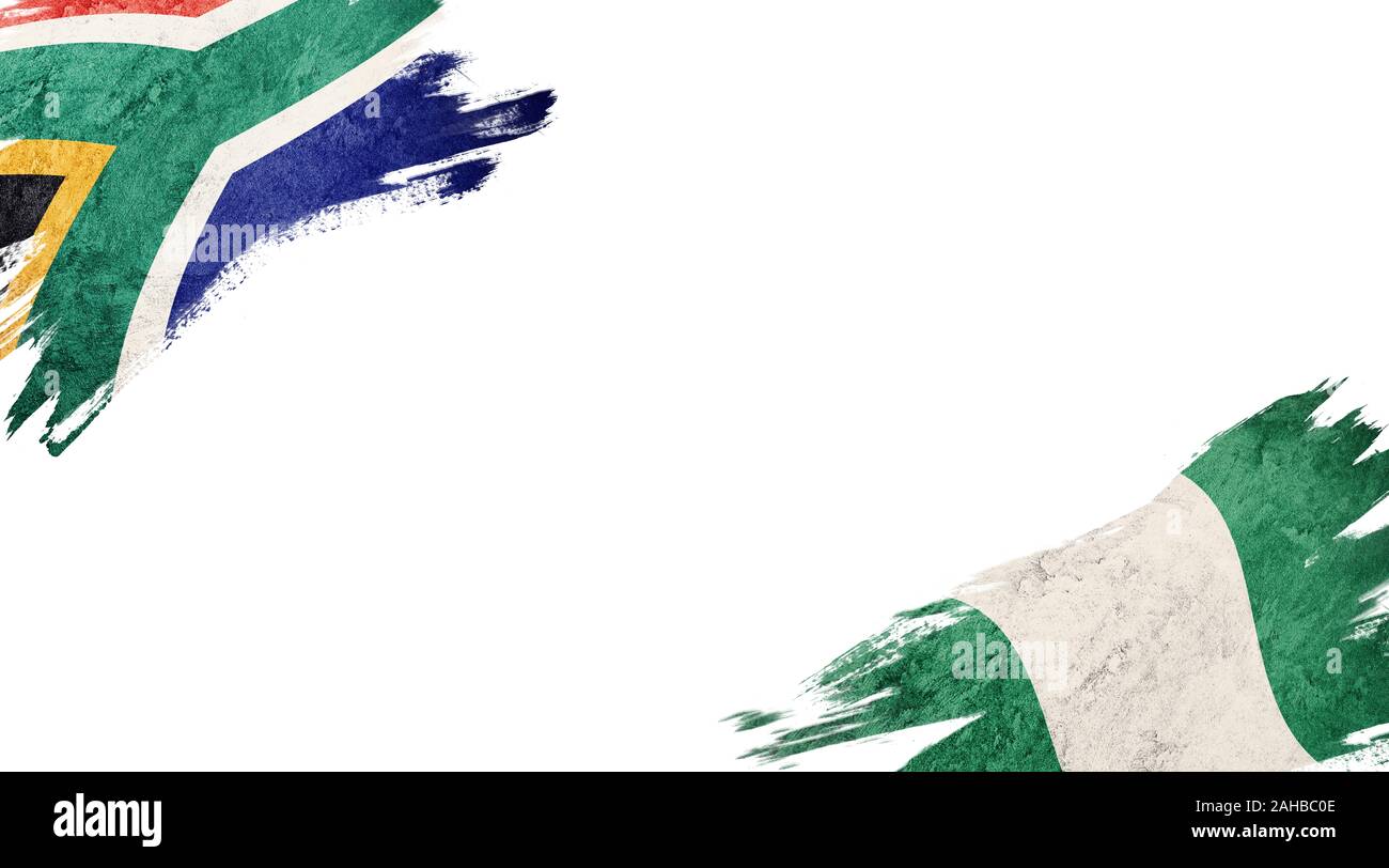 Flags of South Africa and Nigeria on White Background Stock Photo - Alamy