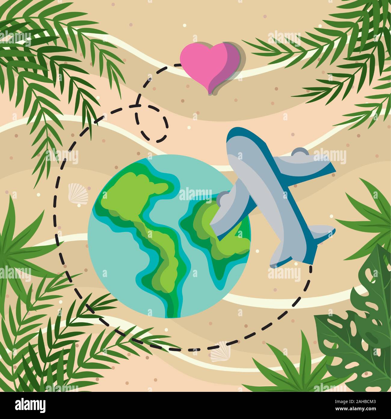 plane flying around world love tourist vacation travel vector