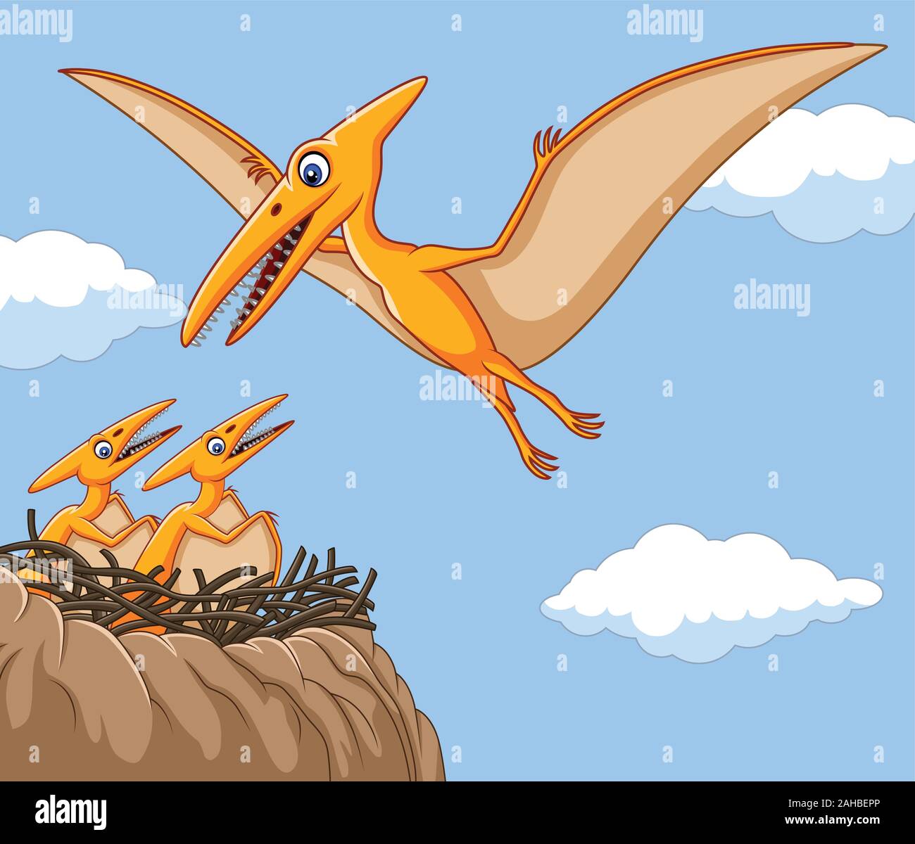 Pterodactyl near the nest with eggs in Dinosaur Park, Moscow, Russia Stock  Photo - Alamy