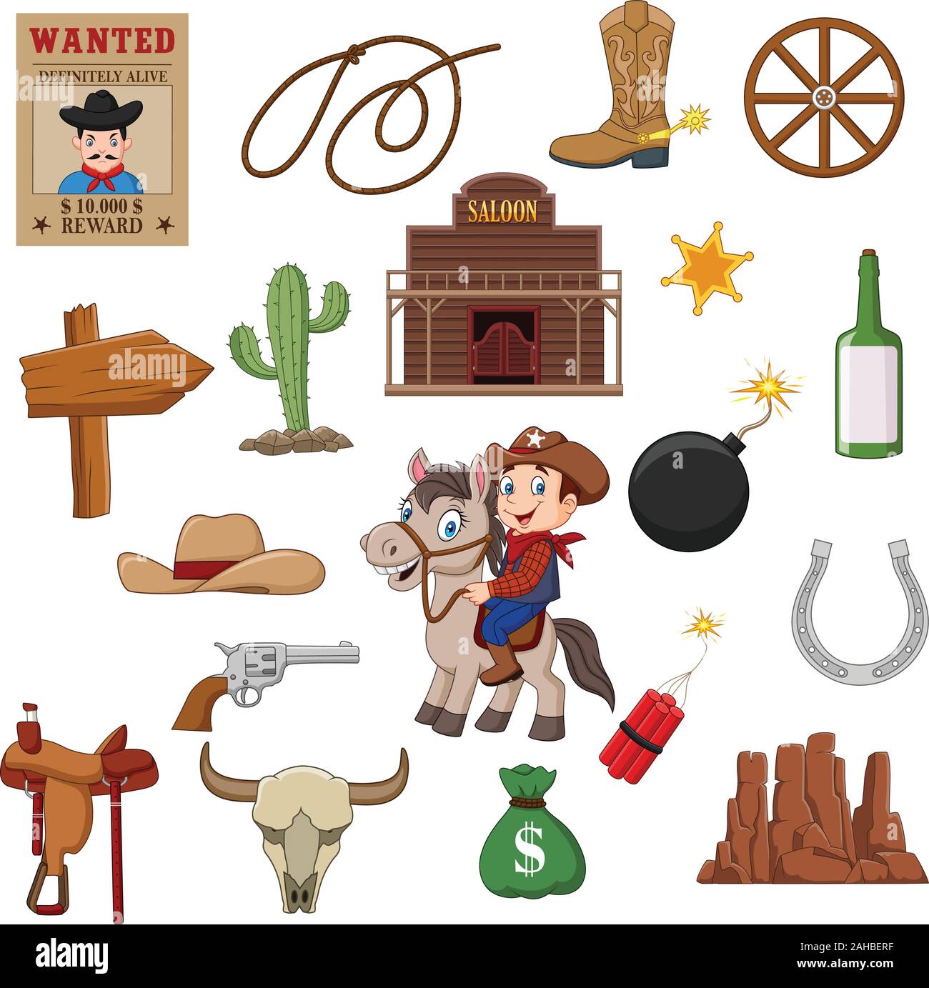 Wild west western collection set Stock Vector