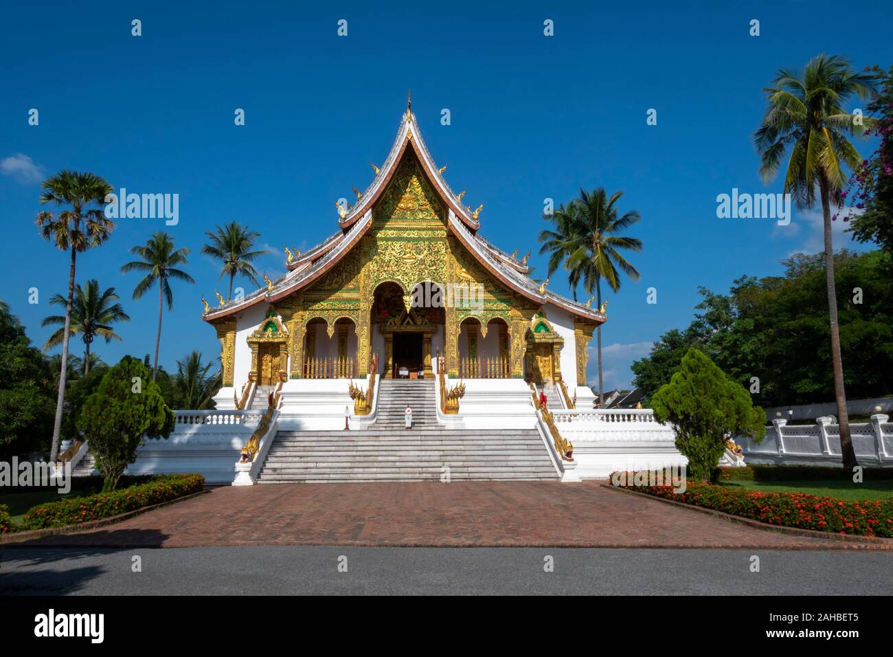 Haw Pha Bang Temple, in grounds of the Royal Palace Museum, Luang Prabang, Laos Stock Photo