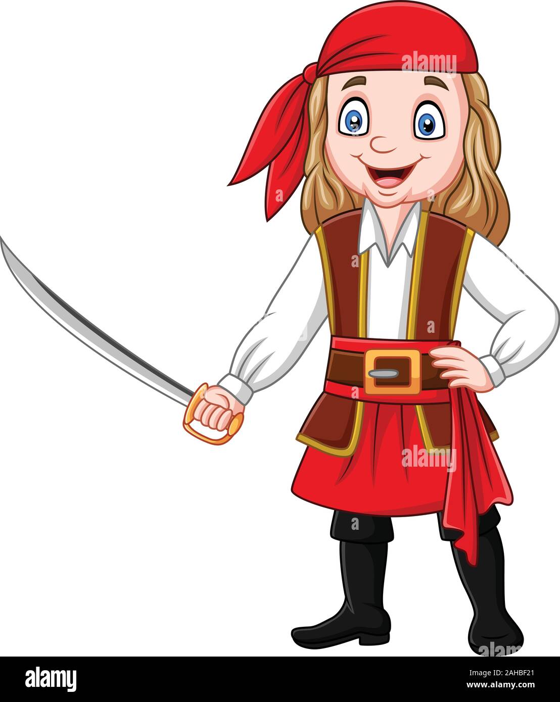 Cartoon pirate girl holding a sword Stock Vector Image & Art - Alamy