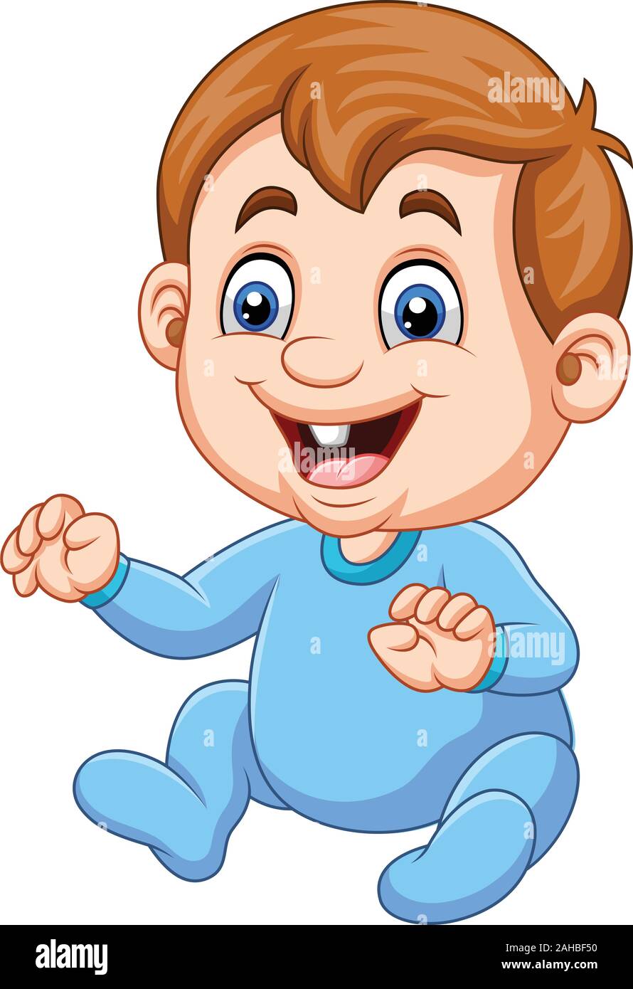 Cartoon baby boy wearing blue pajama Stock Vector Image & Art - Alamy
