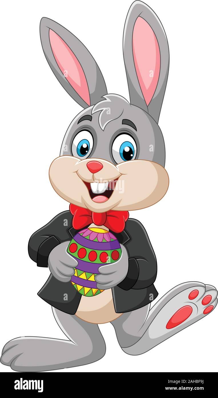 Easter Bunny holding Easter egg Stock Vector