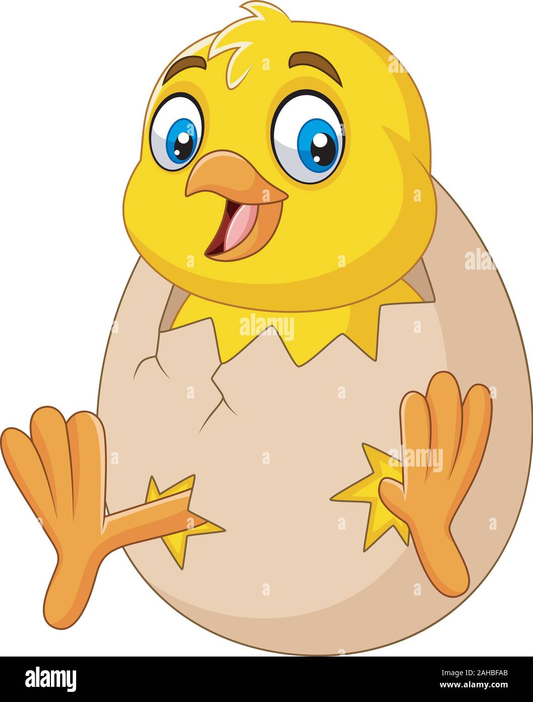 Cartoon Little chick hatching out the egg Stock Vector Image & Art - Alamy