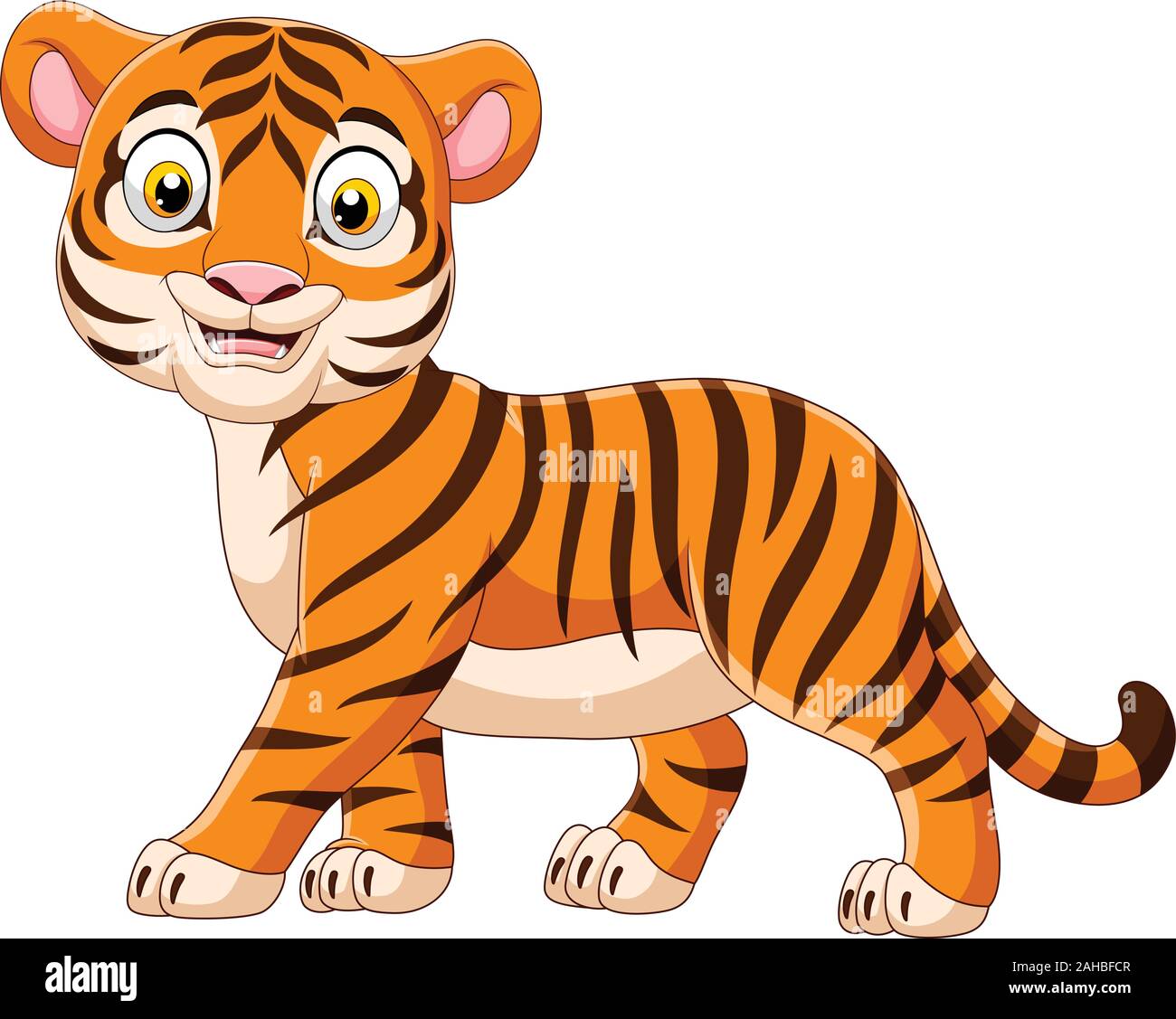 Cartoon Baby Tiger Isolated On White Background Stock Vector Image