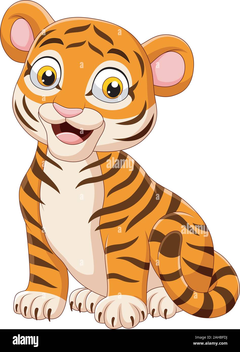Cartoon smiling baby tiger sitting Stock Vector Image & Art - Alamy