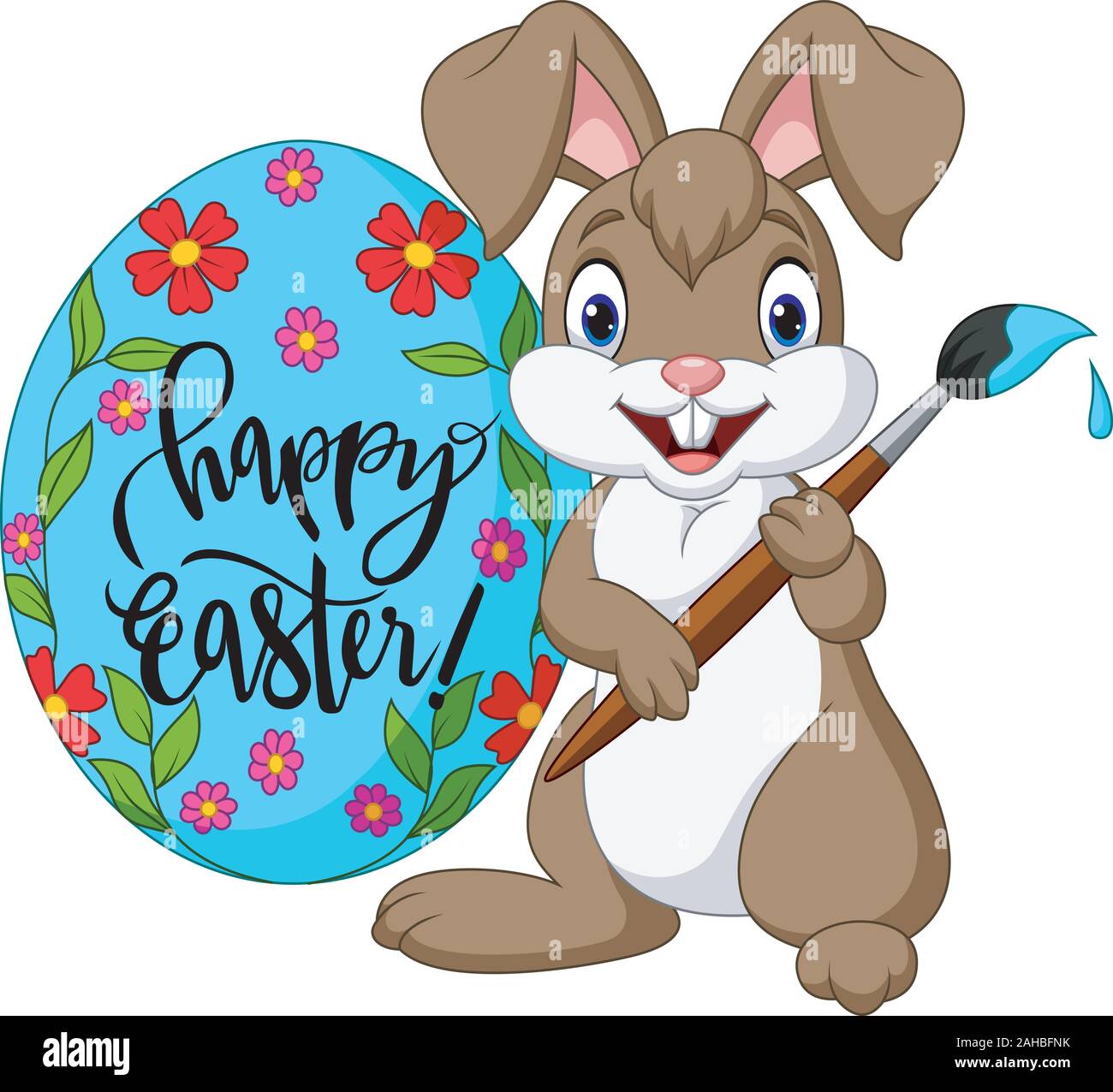 Cartoon rabbit painting an Easter egg Stock Vector Image & Art - Alamy