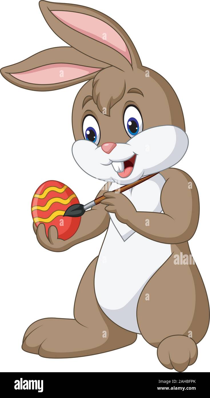 Cartoon funny Easter Bunny painting an egg Stock Vector Image & Art - Alamy