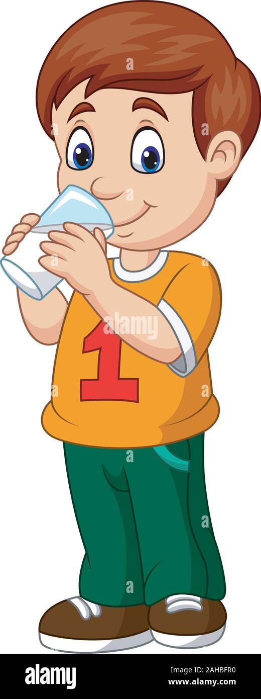 Cartoon boy drinking milk Stock Vector Image & Art - Alamy