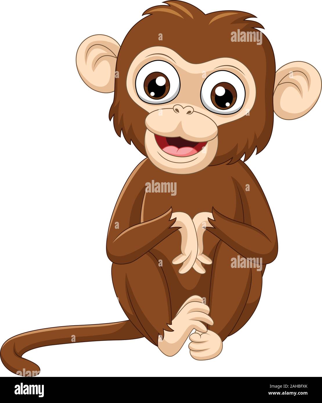 Cute Baby Monkey Sitting On White Background Stock Vector Image Art Alamy