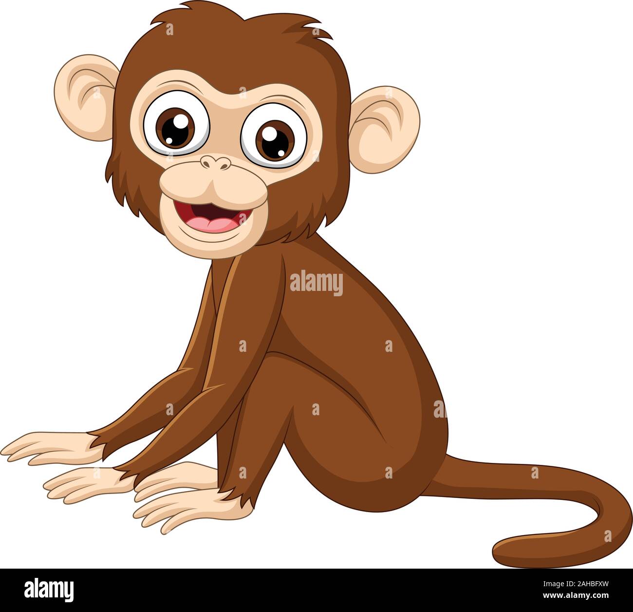 Cute Baby Monkey Sitting On White Background Stock Vector Image Art Alamy