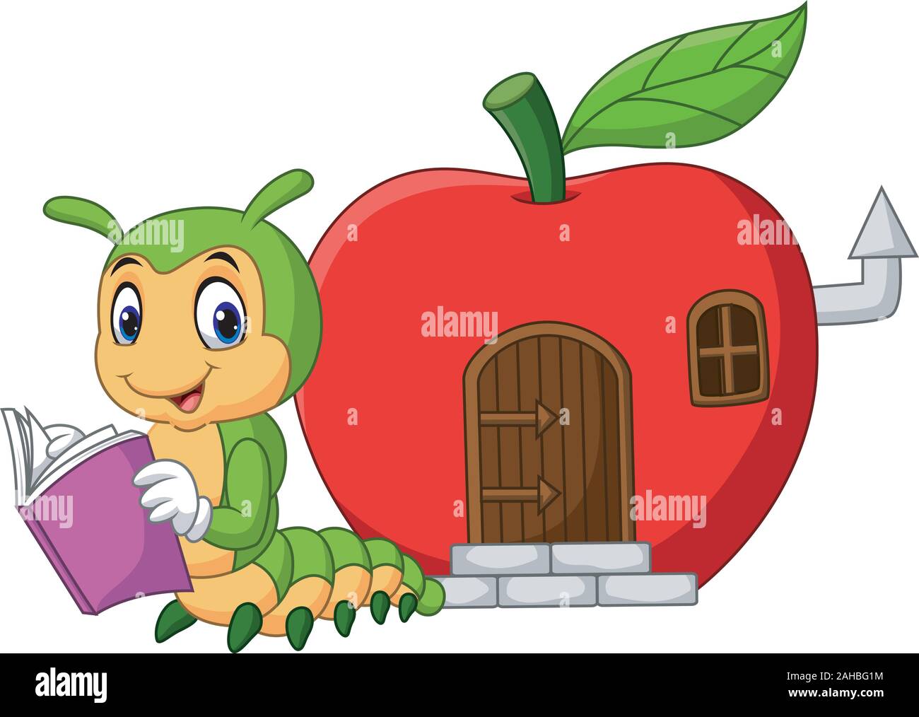 Cartoon funny caterpillar reading book Stock Vector Image & Art - Alamy
