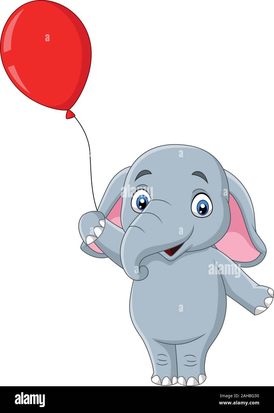 Cartoon Elephant Holding A Red Balloon Stock Vector Image Art Alamy alamy