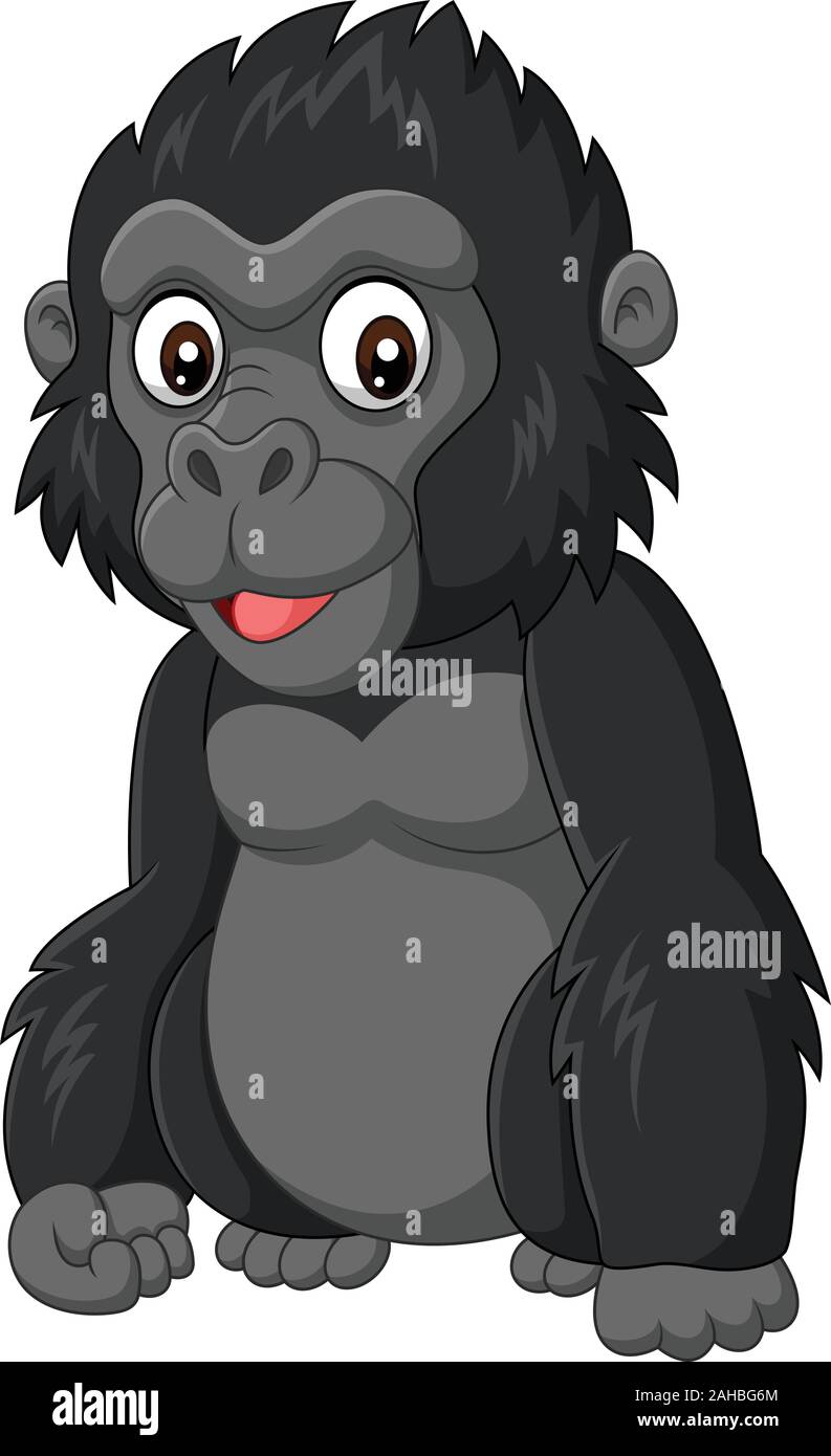 Cartoon baby gorilla on white background Stock Vector Image & Art - Alamy