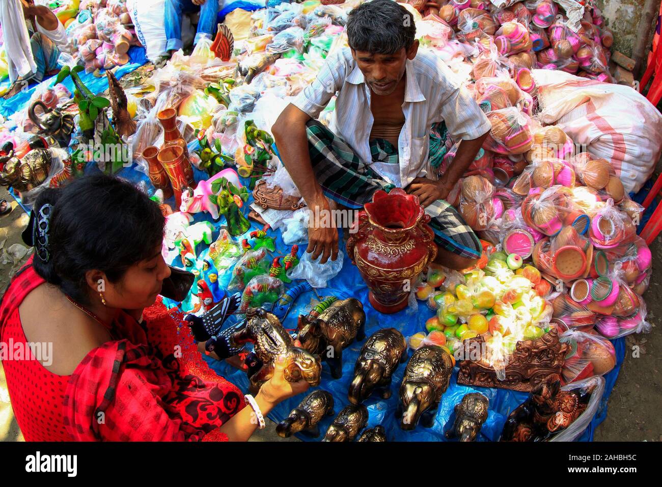 A pottery stall at a Boishakhi Mela, a traditional fair on the occasion