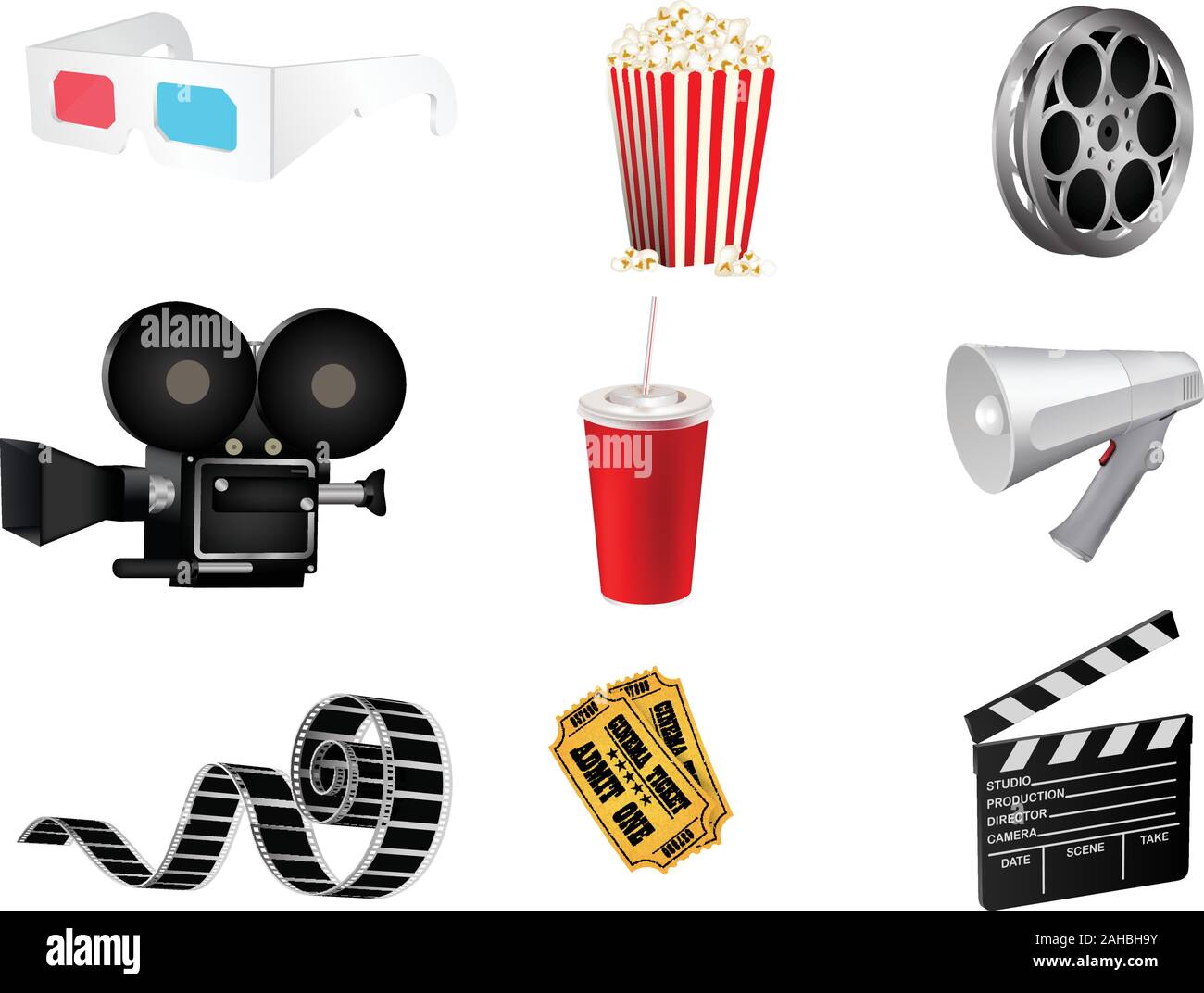 Set of detailed movie icons Stock Vector Image & Art - Alamy
