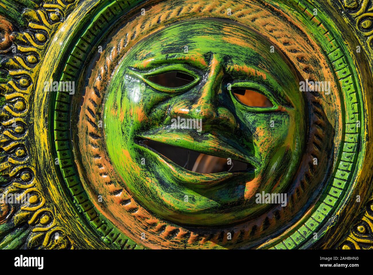 Mexican sun wall display at Barberville Roadside Yard Art Emporium in Pierson, Florida. (USA) Stock Photo