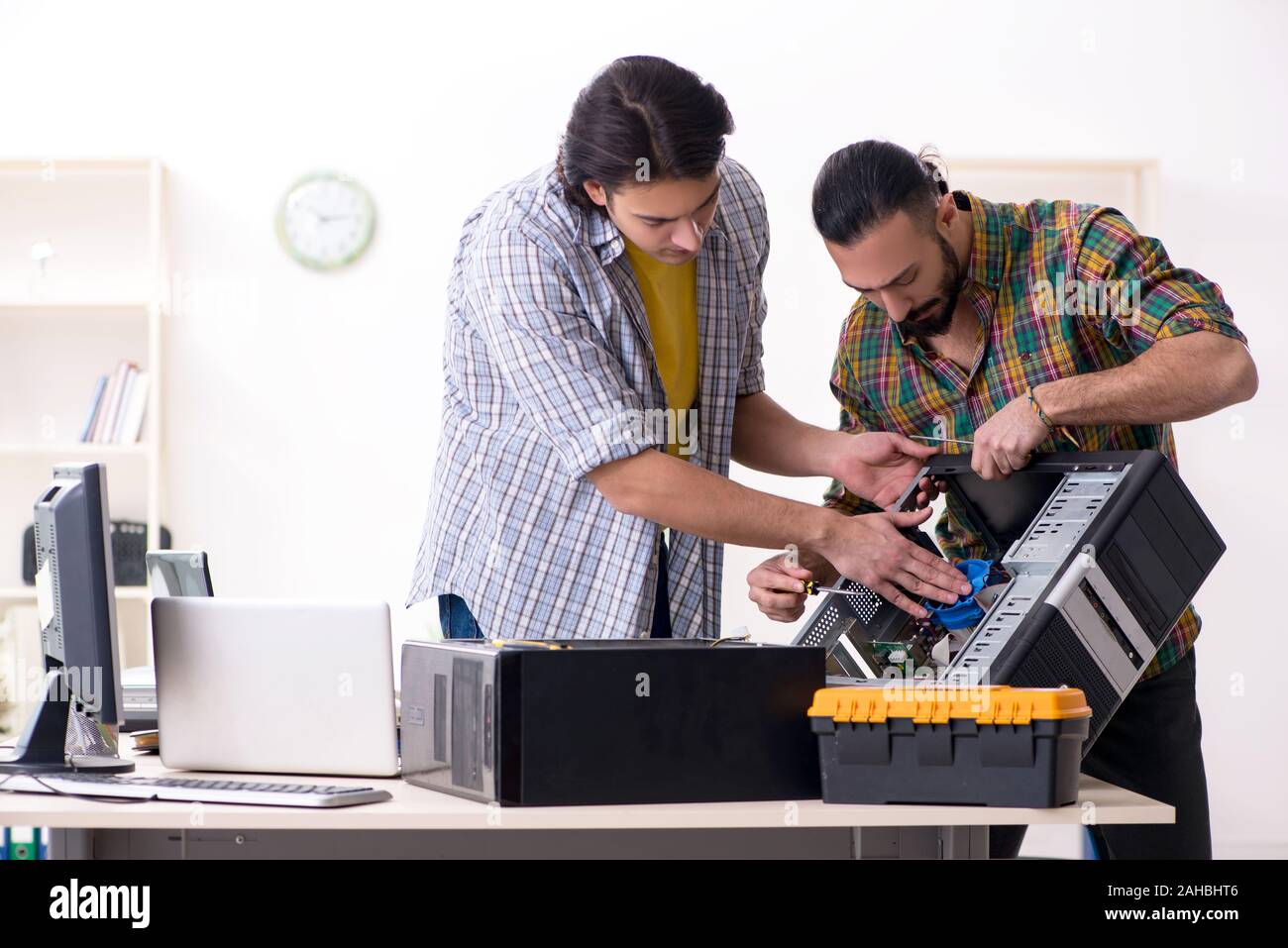The it engineers working on hardware issue Stock Photo