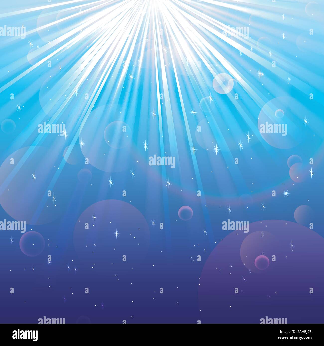 Blurred underwater background with rays of light blue sea and air ...