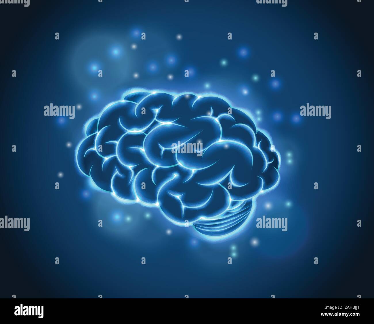 Brain Concept of blue background. vector Stock Vector Image & Art - Alamy