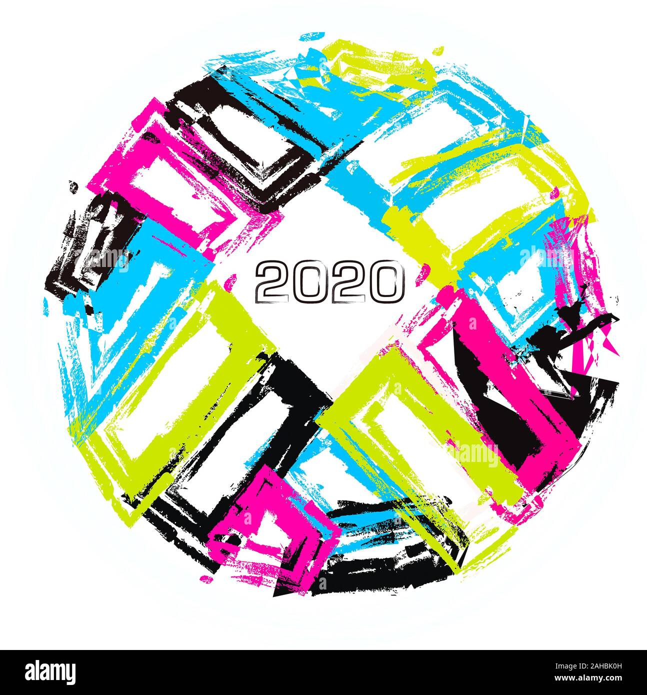 Colourful Football of the UEFA Euro 2020 competition on a white background. Stock Photo
