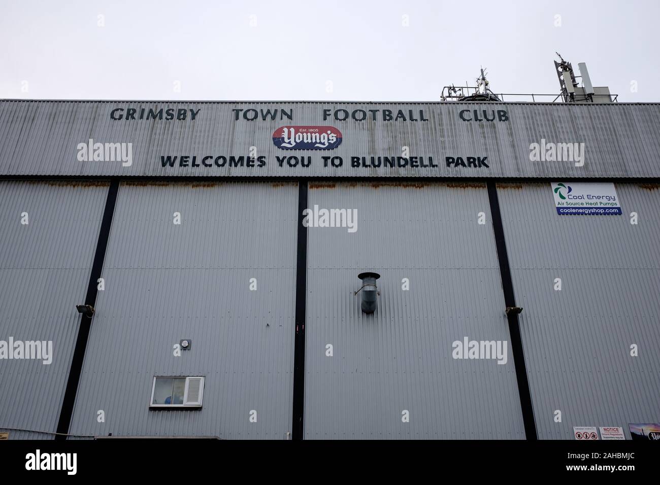 Blundell Park, home of Grimsby Town Football Club Stock Photo