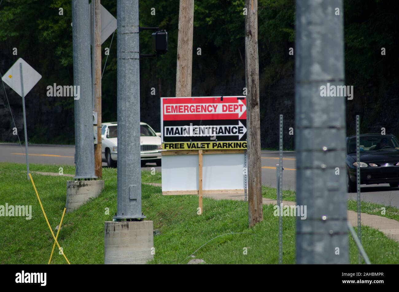 Detour, arrow, construction and temporary signs are posted on and across  the reutilized buildings and properties at various ends of multiple parking  lots are common sights at the Pikefille Medical Center on