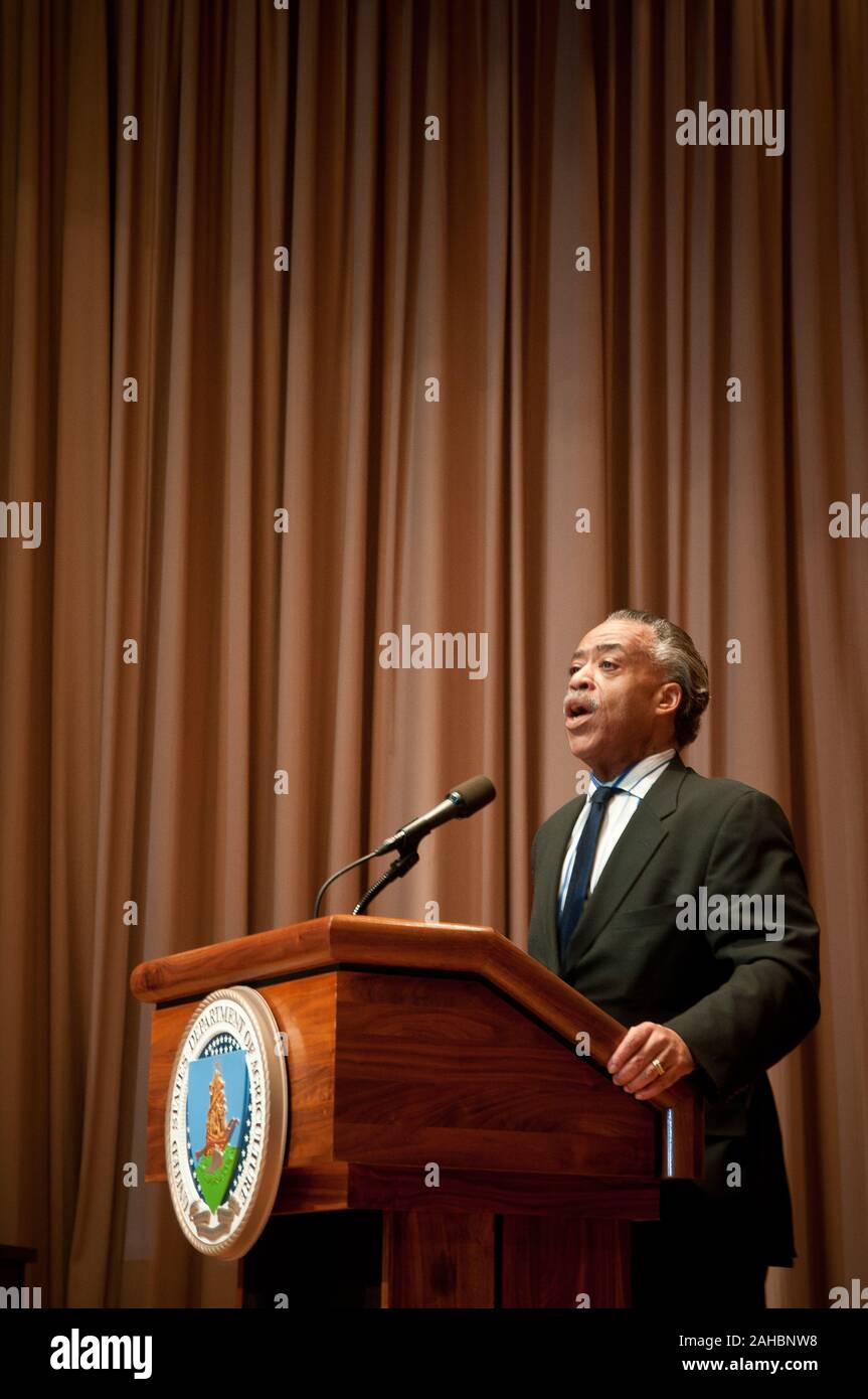 Reverend Al Sharpton, Jr. was the keynote speaker at the Department of Agriculture’s African American History Month Program, on Monday, Feb. 28, 2011; in Washington, D.C. Rev. Sharpton’s topic is “Civil Rights in the Age of Obama.” Stock Photo
