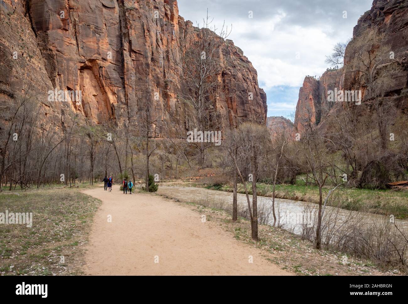 Riverside Trail to the Narrows Hike, Zion National Park, Utah, USA Stock Photo