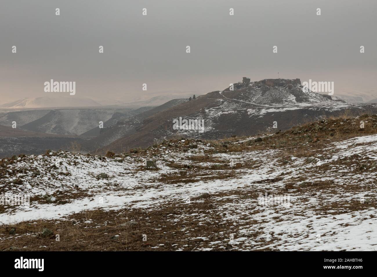 Ottoman fort in the ruins of the ancient Armenian capital of Ani Stock ...
